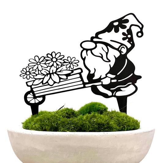 Gnome with flower trolley (small)